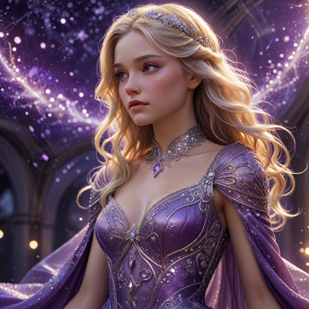 Princess in a Lavish Purple Gown