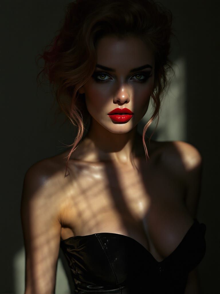 High Fashion Editorial with Dramatic Light-Shadow Contrast