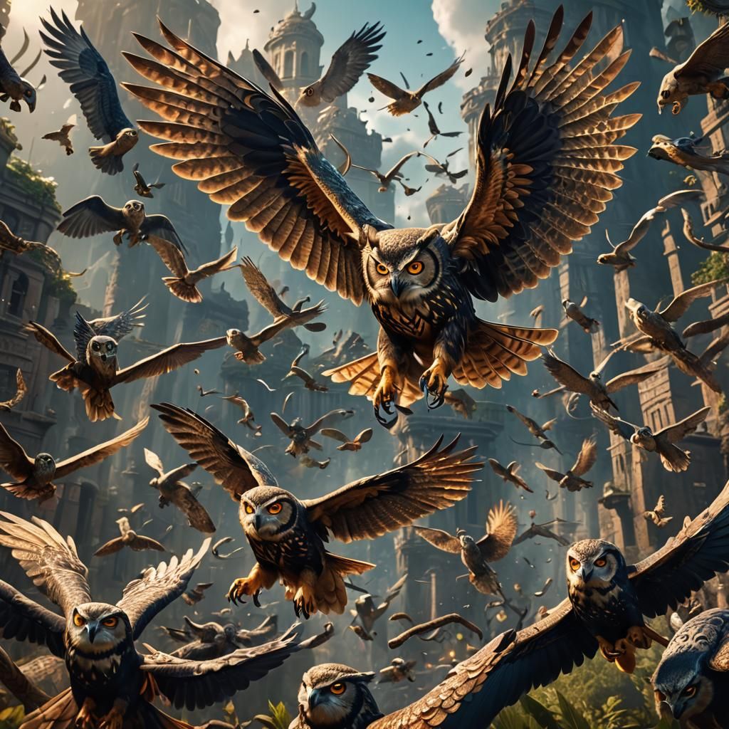 Owl in Epic Battle Against Snake Army