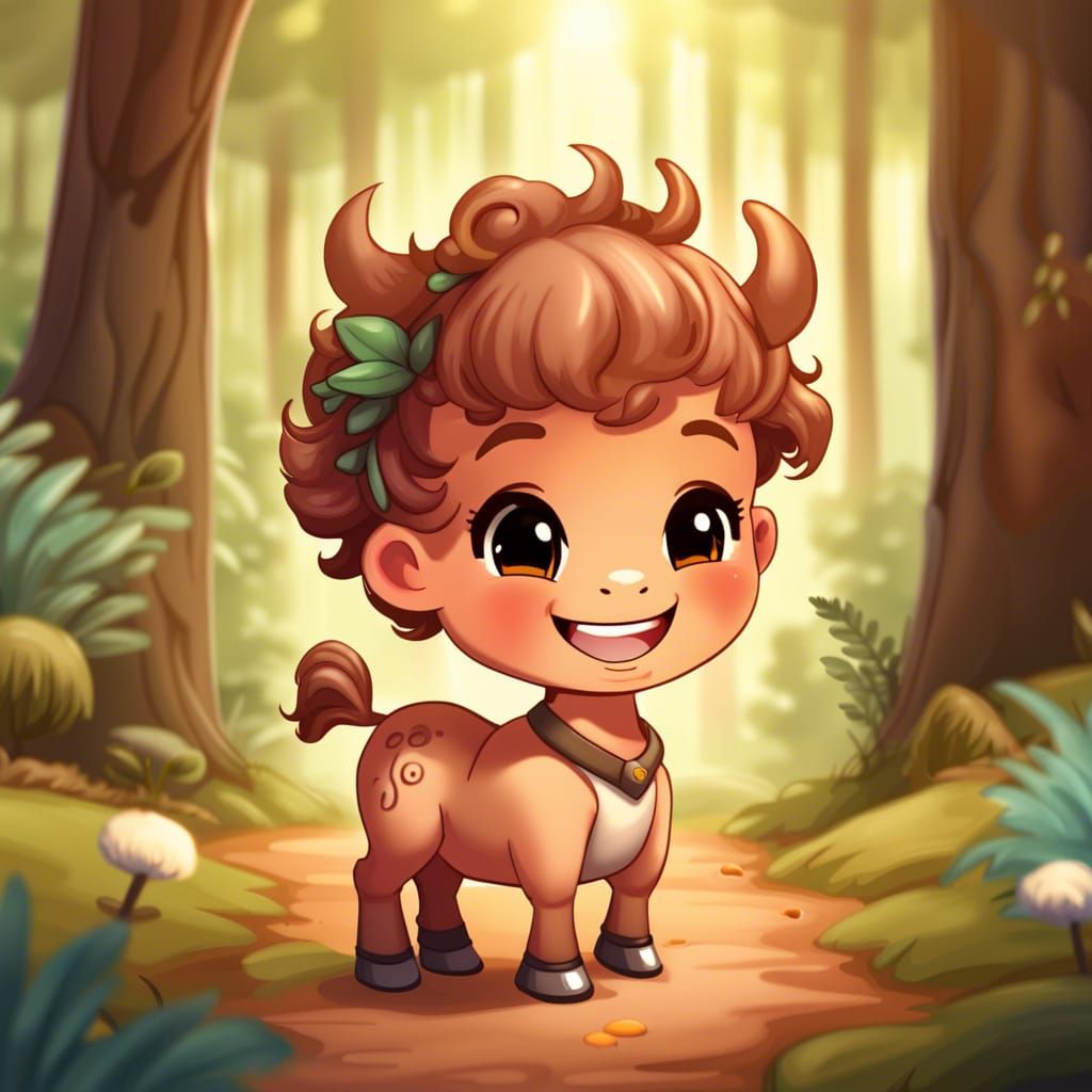 Adorable Chibi Centaur in Forest Setting