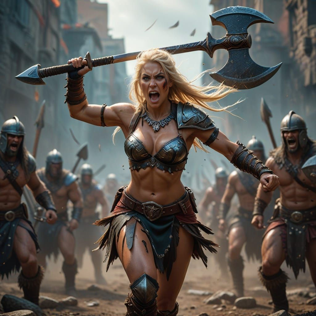Fierce Barbarian Woman Ready for Battle