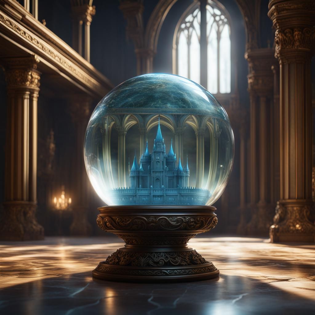 Palace Inside Glass Orb: Detailed Matte Painting