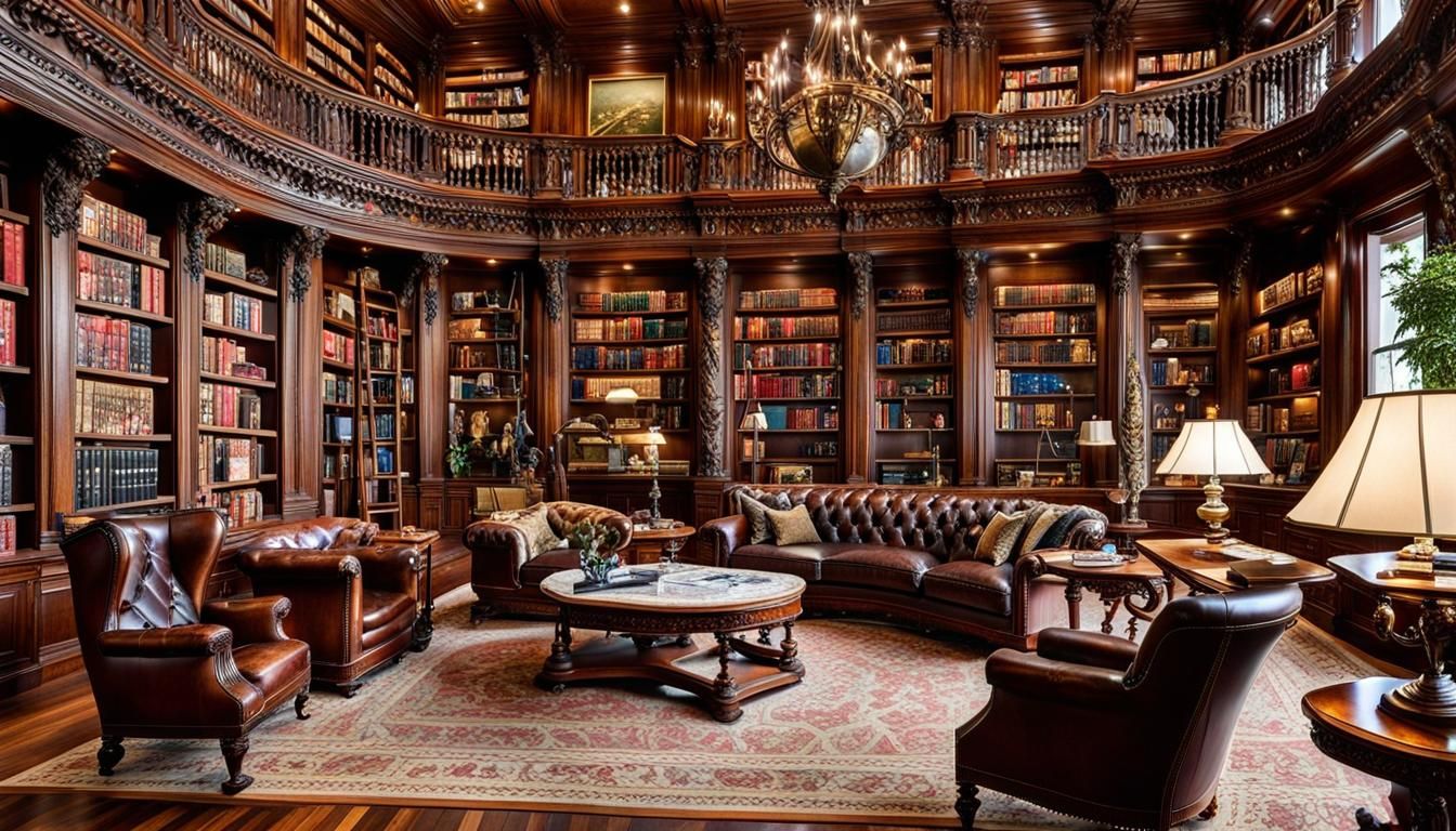 Chateau Library in Dark Academia Style