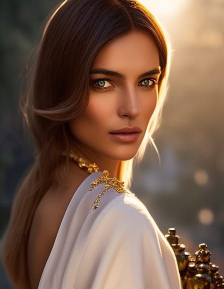 Beautiful brunette, looking over her shoulder