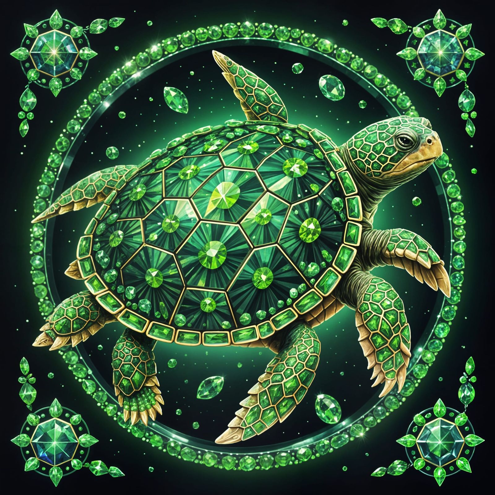 Crystal Turtle: Holographic Astral Cosmic Illustration