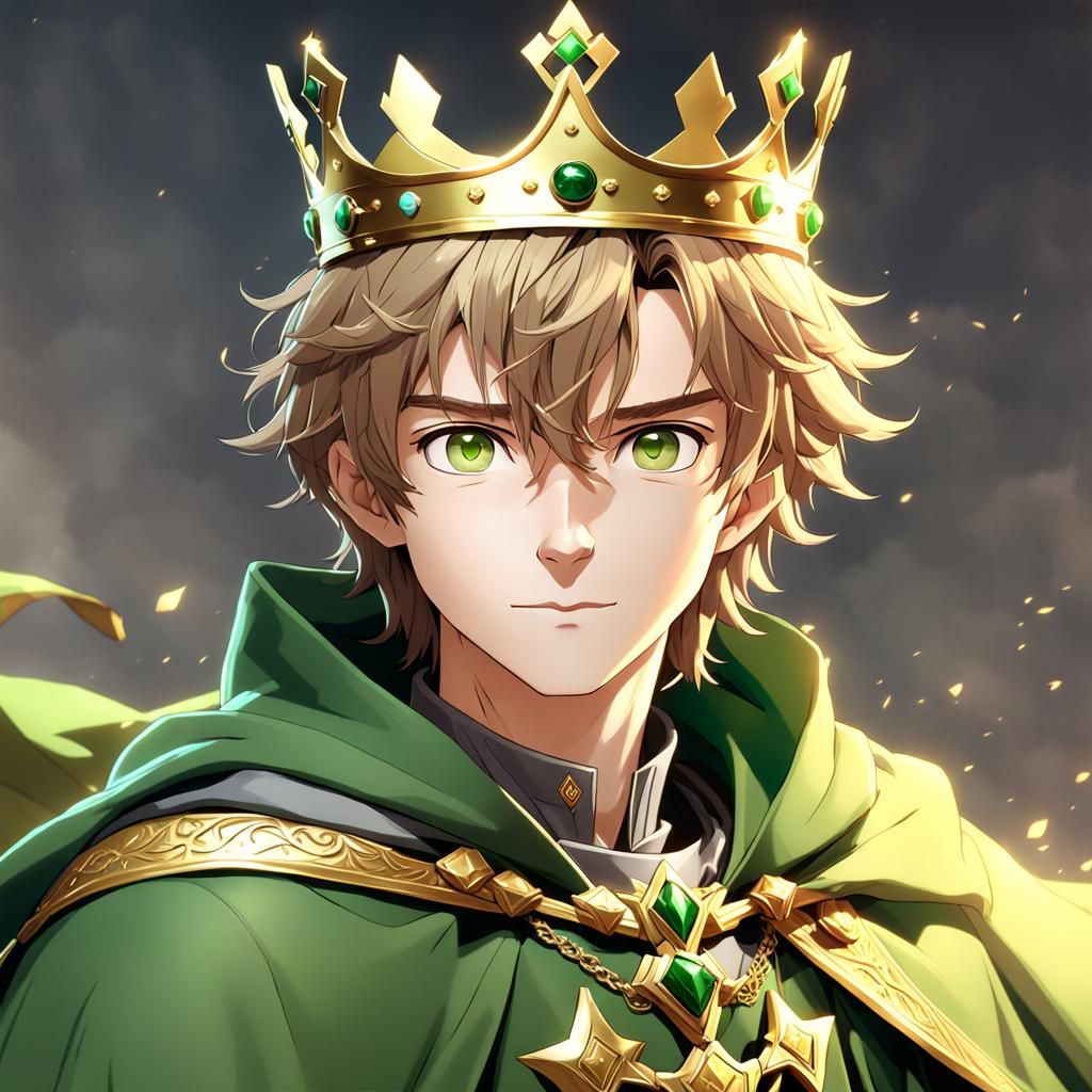 Handsome Young King with Golden Crown: Anime Art