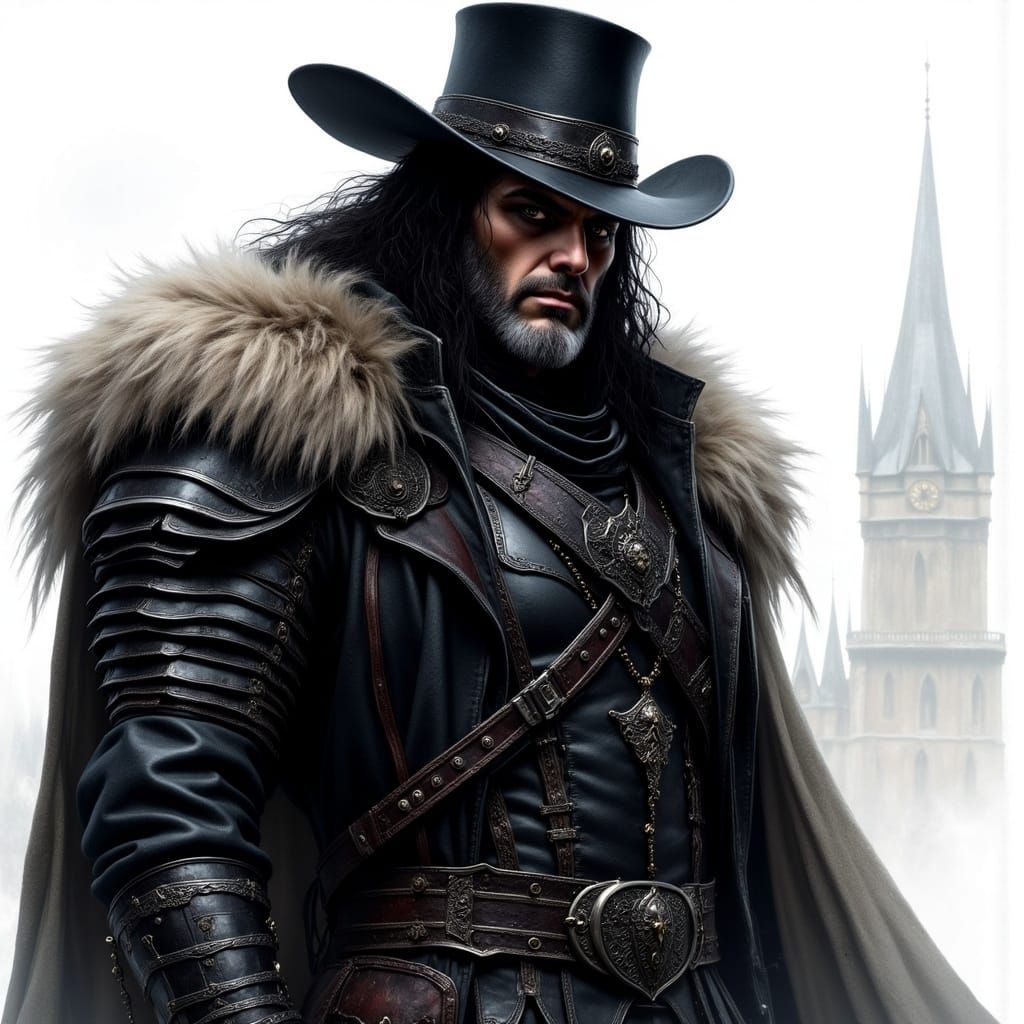 Charismatic Half-Orc Bard in Gothic Style