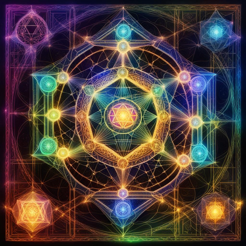 Luminous Metatron's Cube with Golden Ratio
