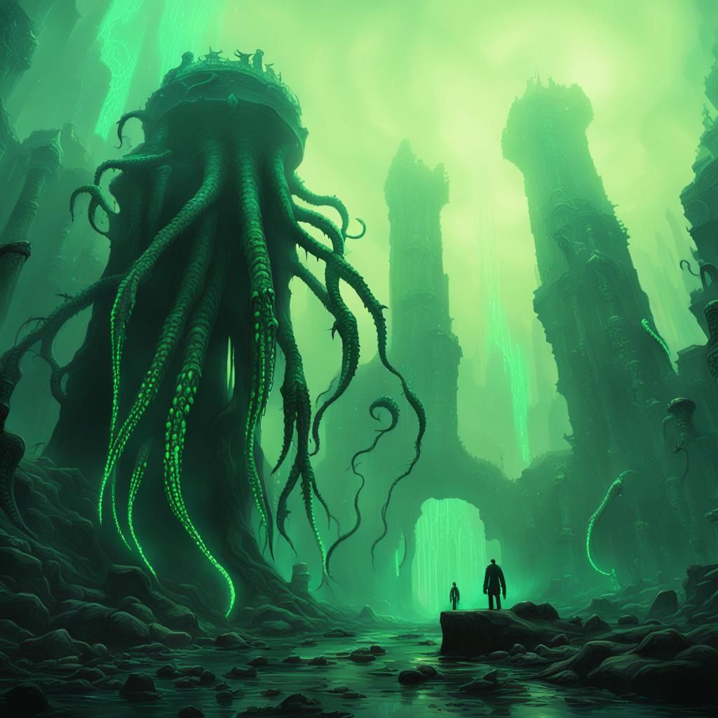 Eldritch Creature Summoning in Lovecraftian Horror Style