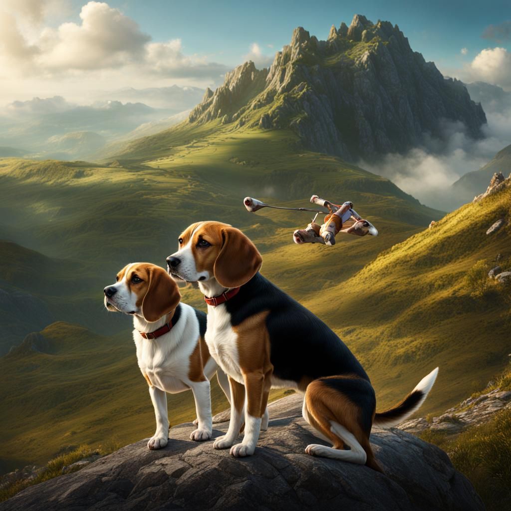 Beagle Harrier Dog in Basque Country, Digital Painting
