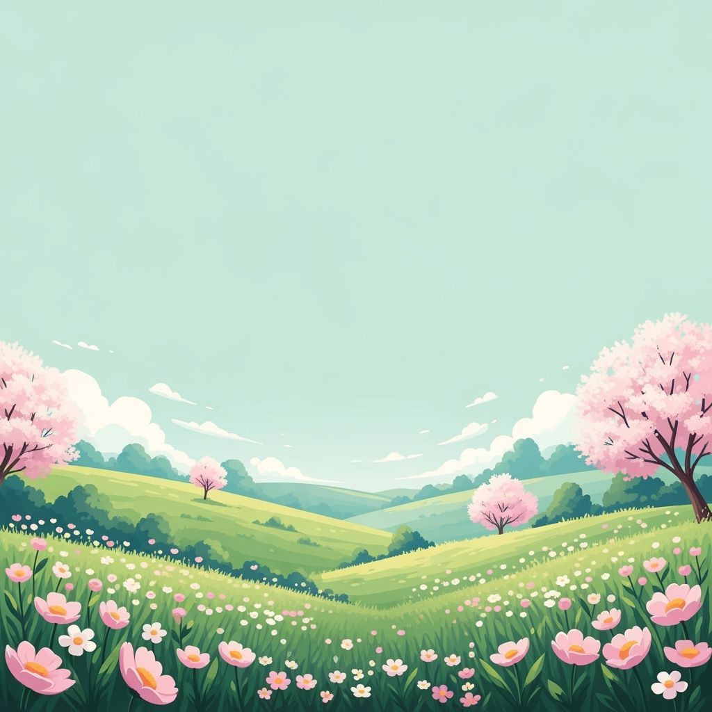 Vibrant Spring Landscape Vector Illustration