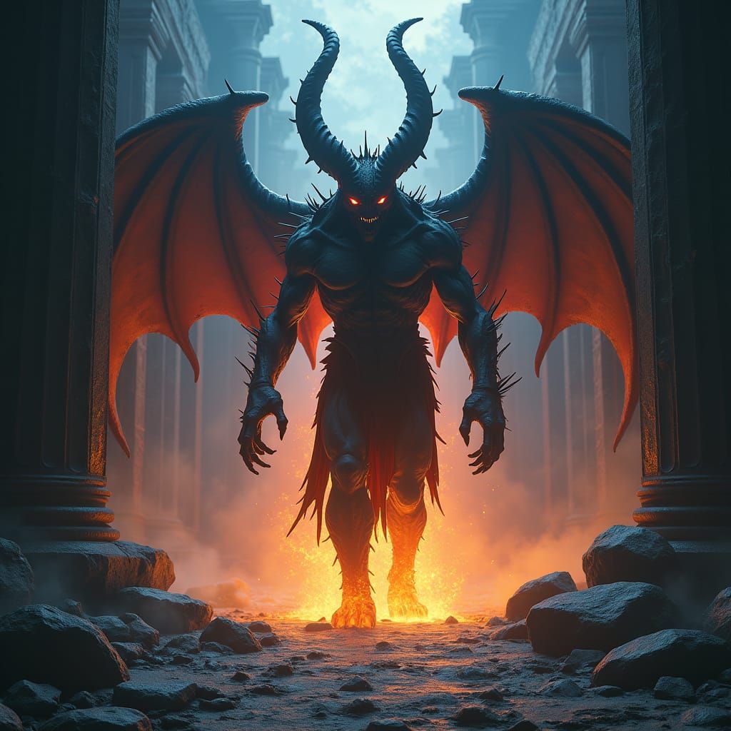 Demons Emerging from Mystical Realm in Matte Painting Style