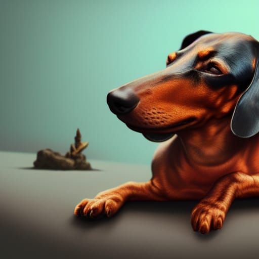 Dachshund Sleeping in Sunlight: Detailed Matte Painting