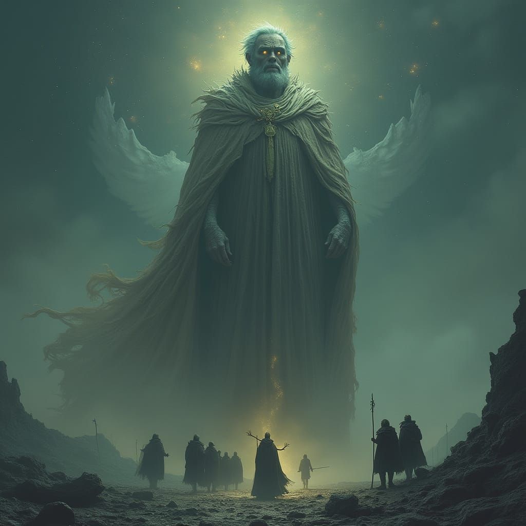 Ethereal King Surveys Desolate Landscape