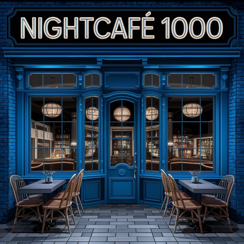 Nighthawks Diner with Neon Sign, Hopper Style