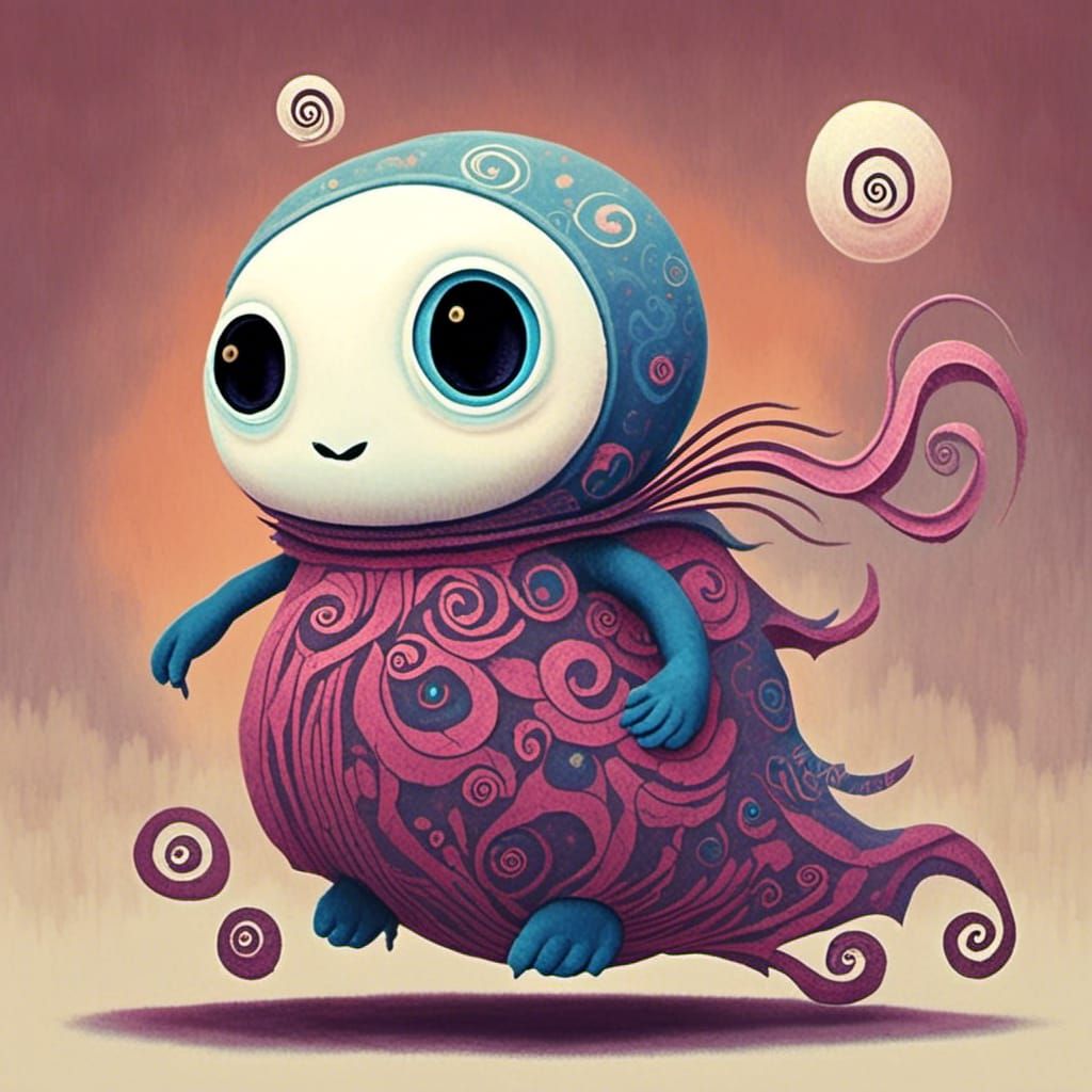 Playful Cartoon Ghost in Front of Haunted House