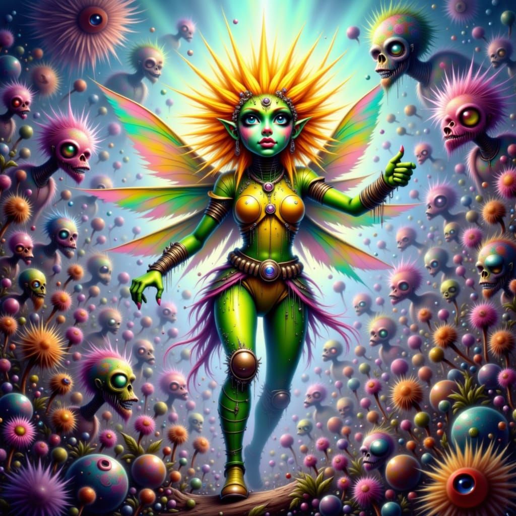 Superhero Sunflower vs Zombies in Comic Art Style