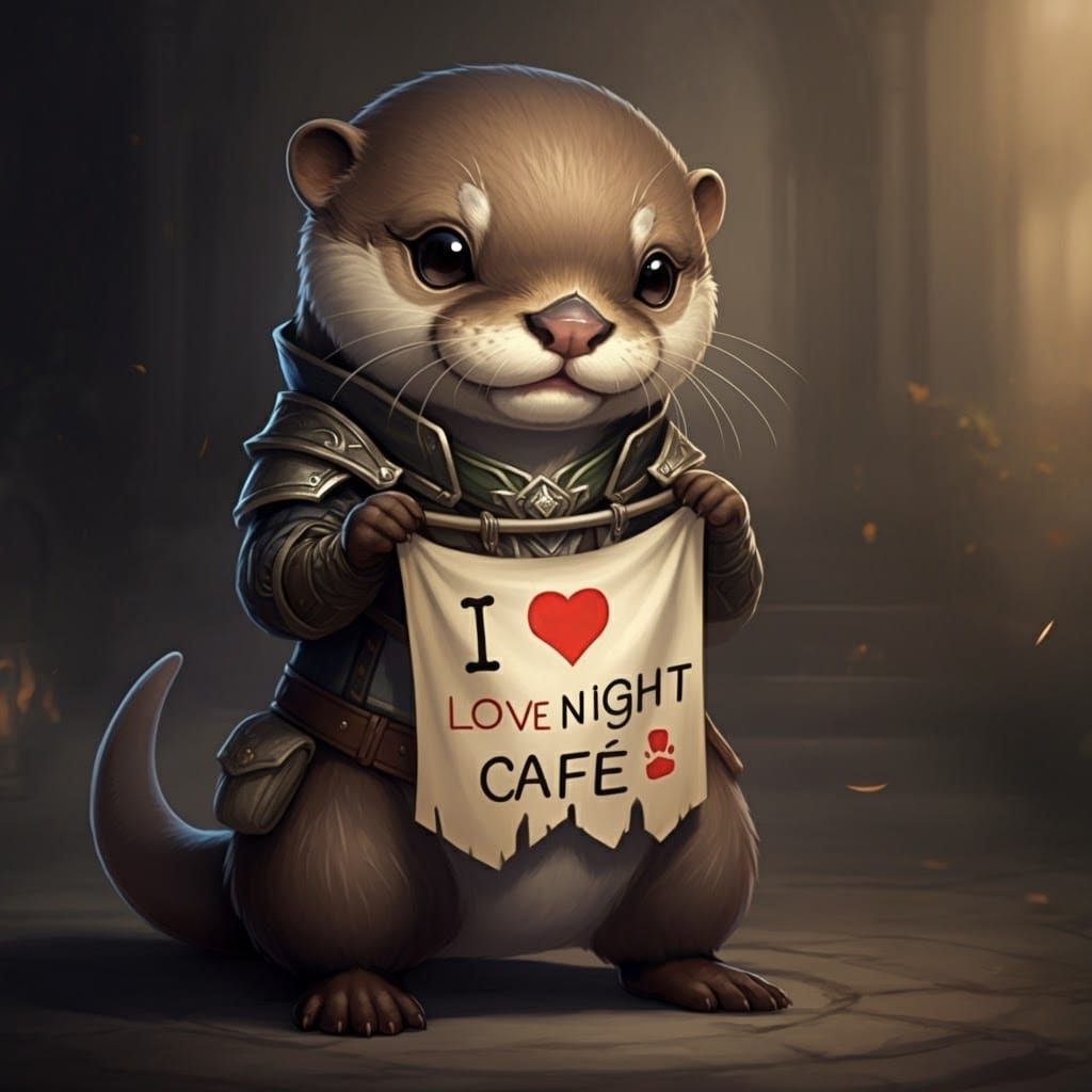 Chibi Otter with Banner in Guild Wars 2 Style