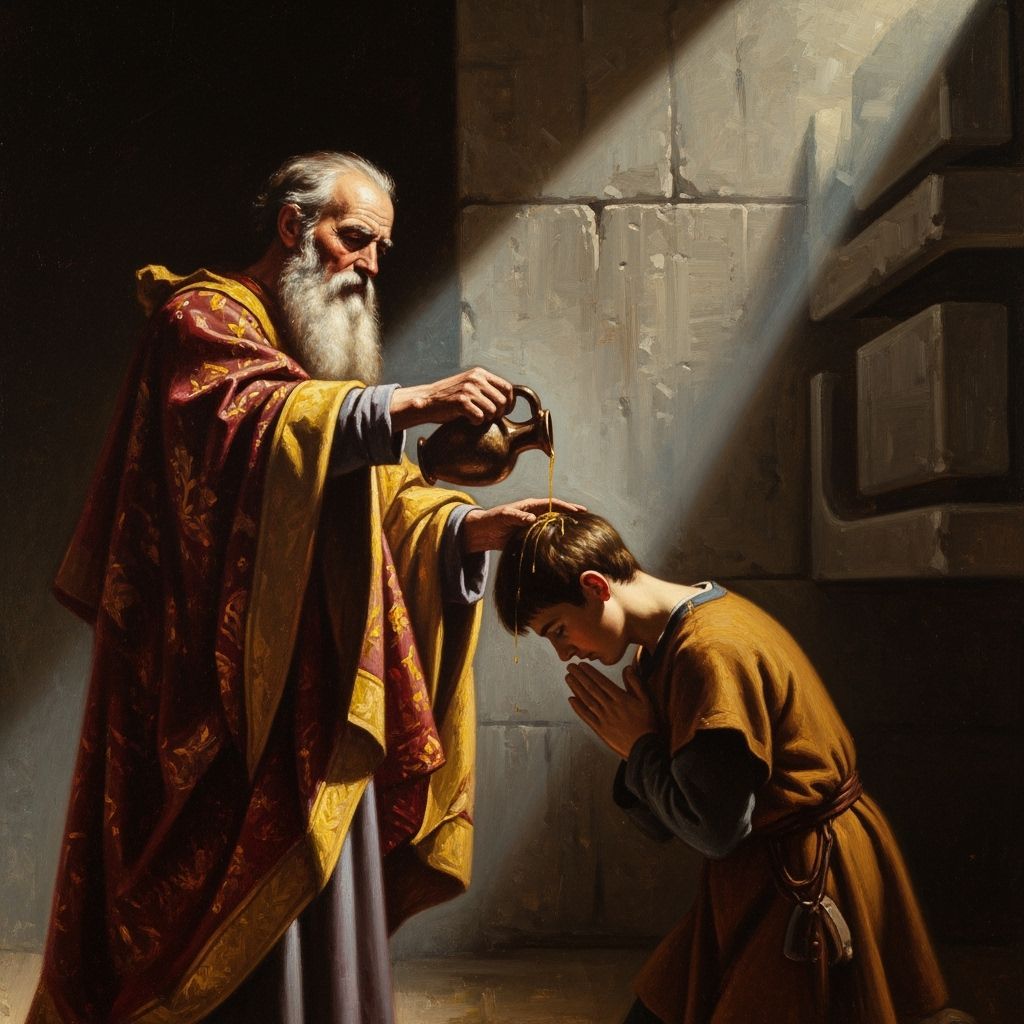 Dramatic Oil Painting of Prophet Anointing David