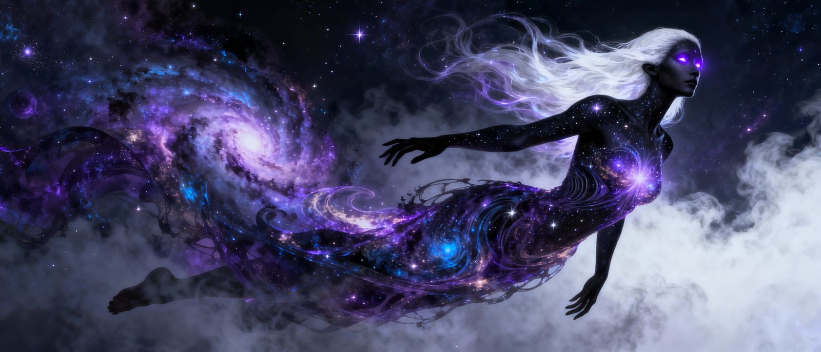 Cosmic Goddess Embodies Galaxy in Breathtaking Art Style