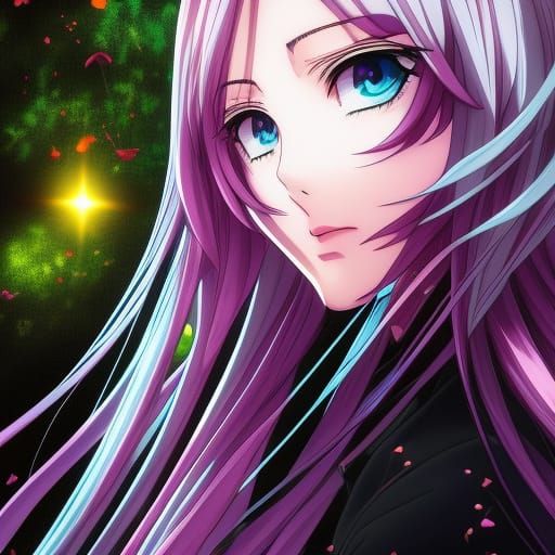 Pink Haired Witch Portrait in Anime Style