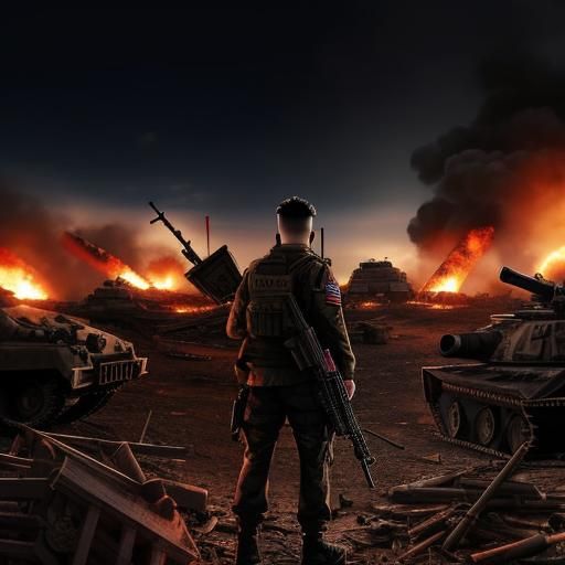 War Scene with Cross and Flag as Album Art