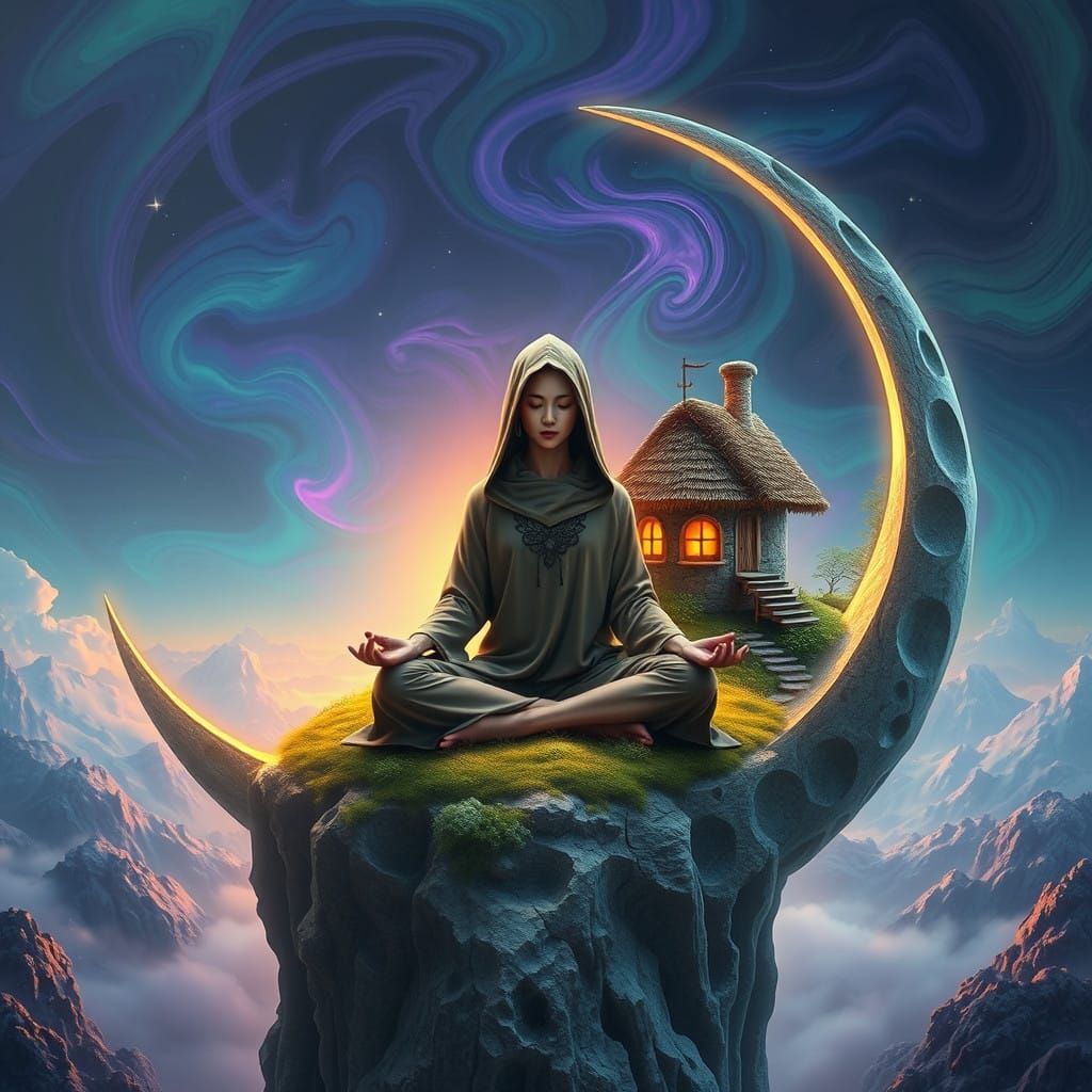 Enchanted Moonbase Sanctuary in Whimsical Fantasy Art