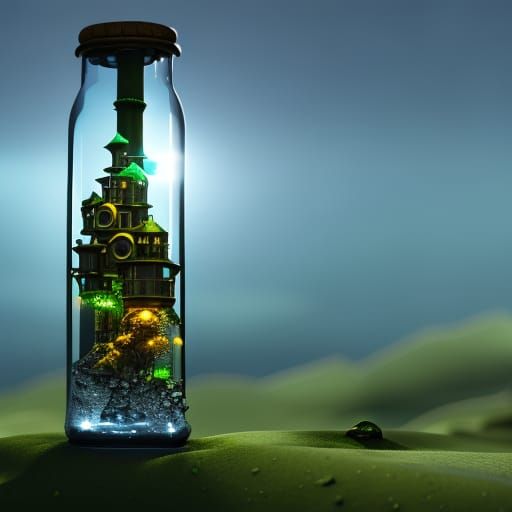 Frog in a Bottle: Detailed Matte Painting