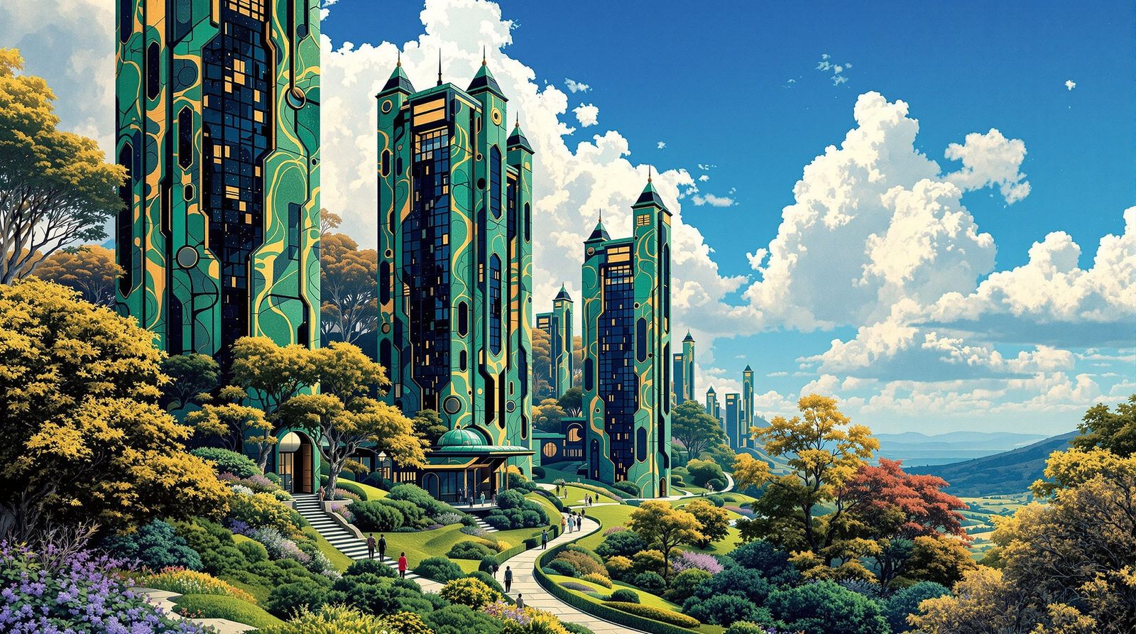 Malachite Towers in Science Fiction Klimt Style