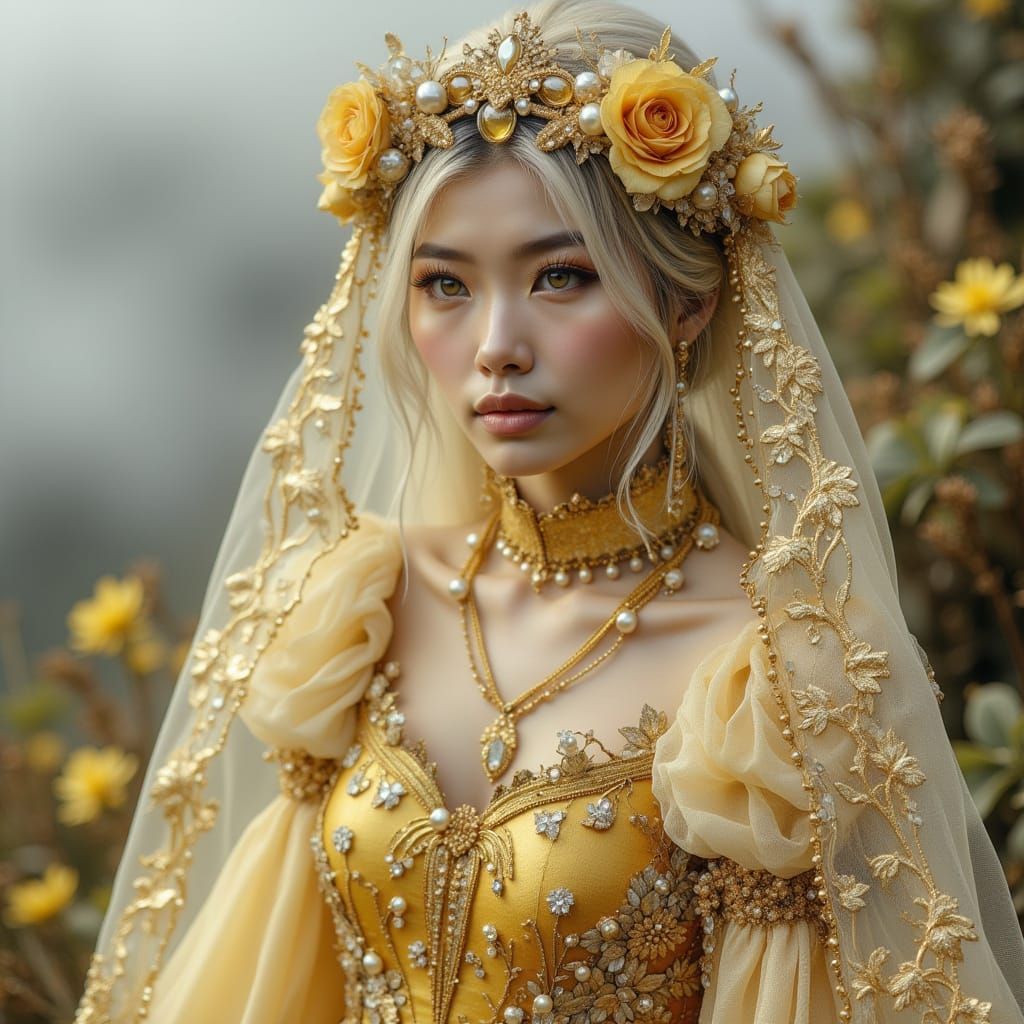 Fantasy Princess in Primrose Yellow and Gold