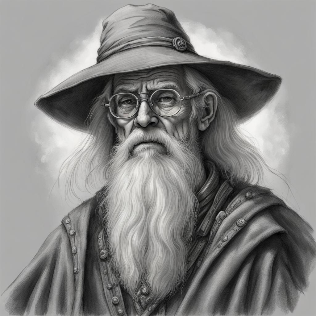 Warhammer Portrait: 70-Year-Old Man in Pencil