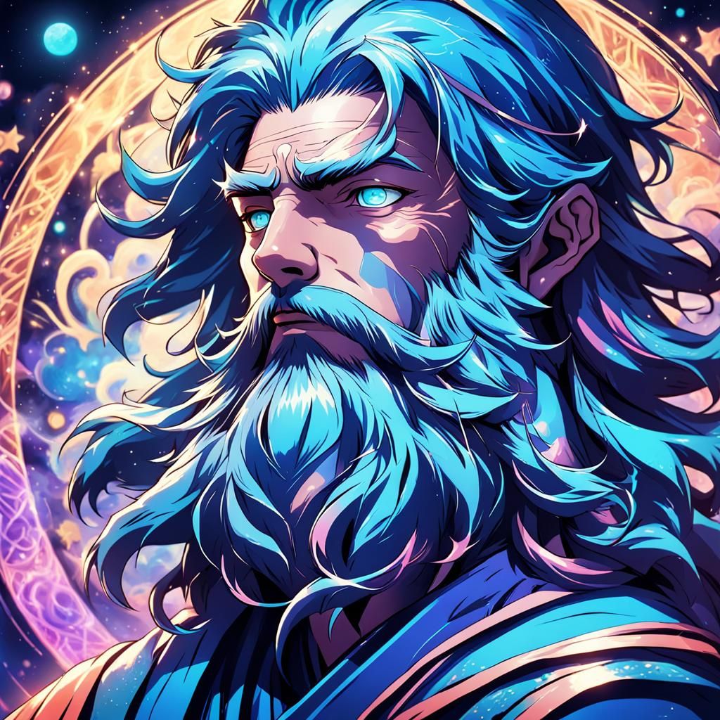 Meditating Man Sees Astral Path in Anime Style