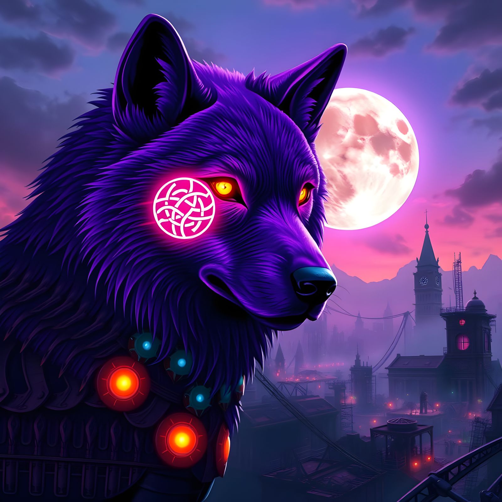 Fantastical Wolf Portrait with Hope and Fear