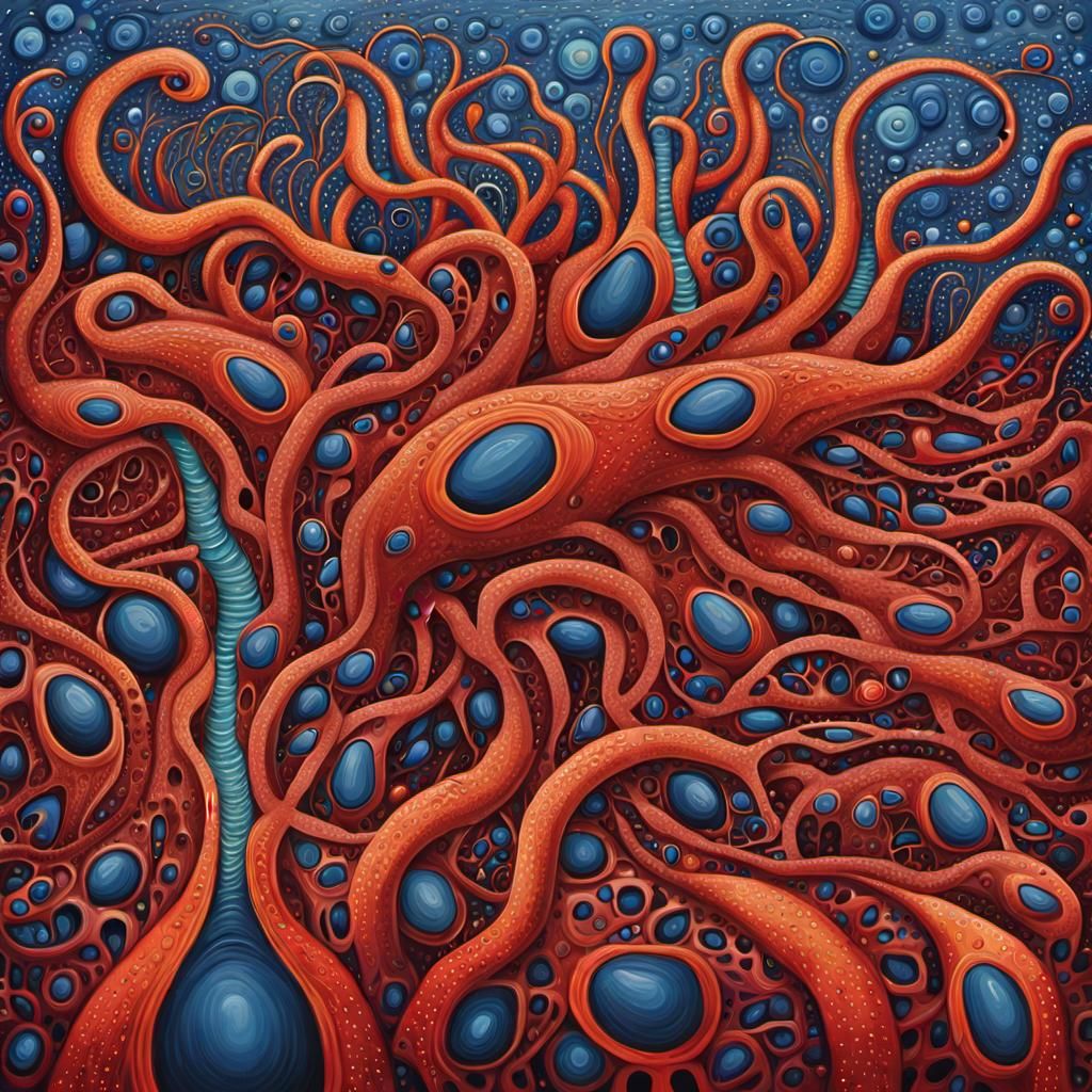 Surreal Man with Leech Teeth: A Horror Portrait