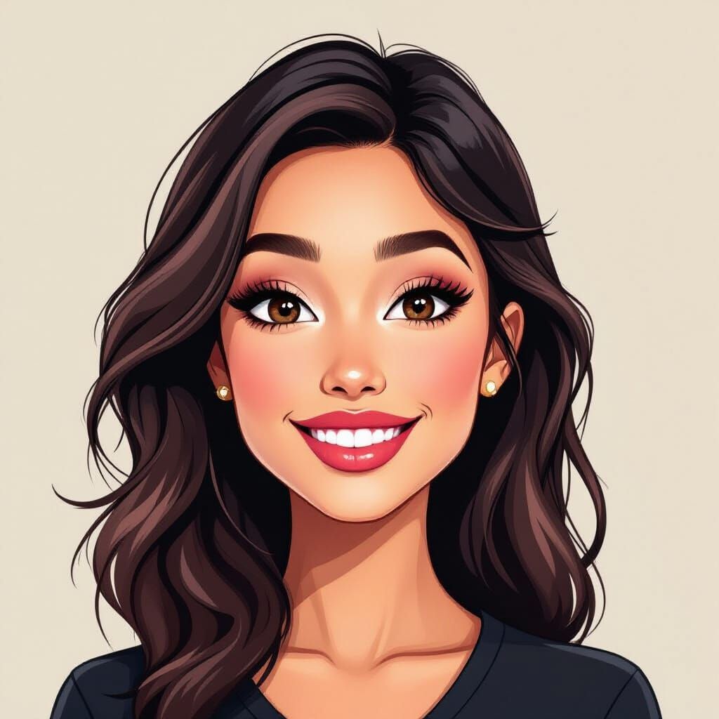 Hand-Drawn Avatar Portrait of a Woman with Elegant Features