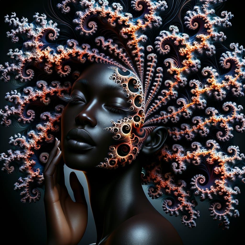 Dramatic Fractal Portrait of a Beautiful Woman