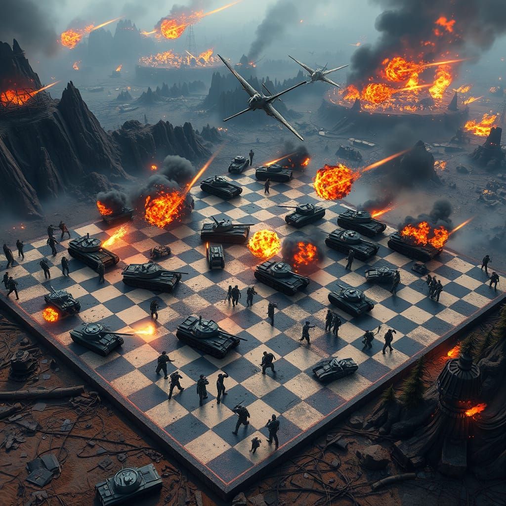 Epic Battle Scene in Cyberpunk Style