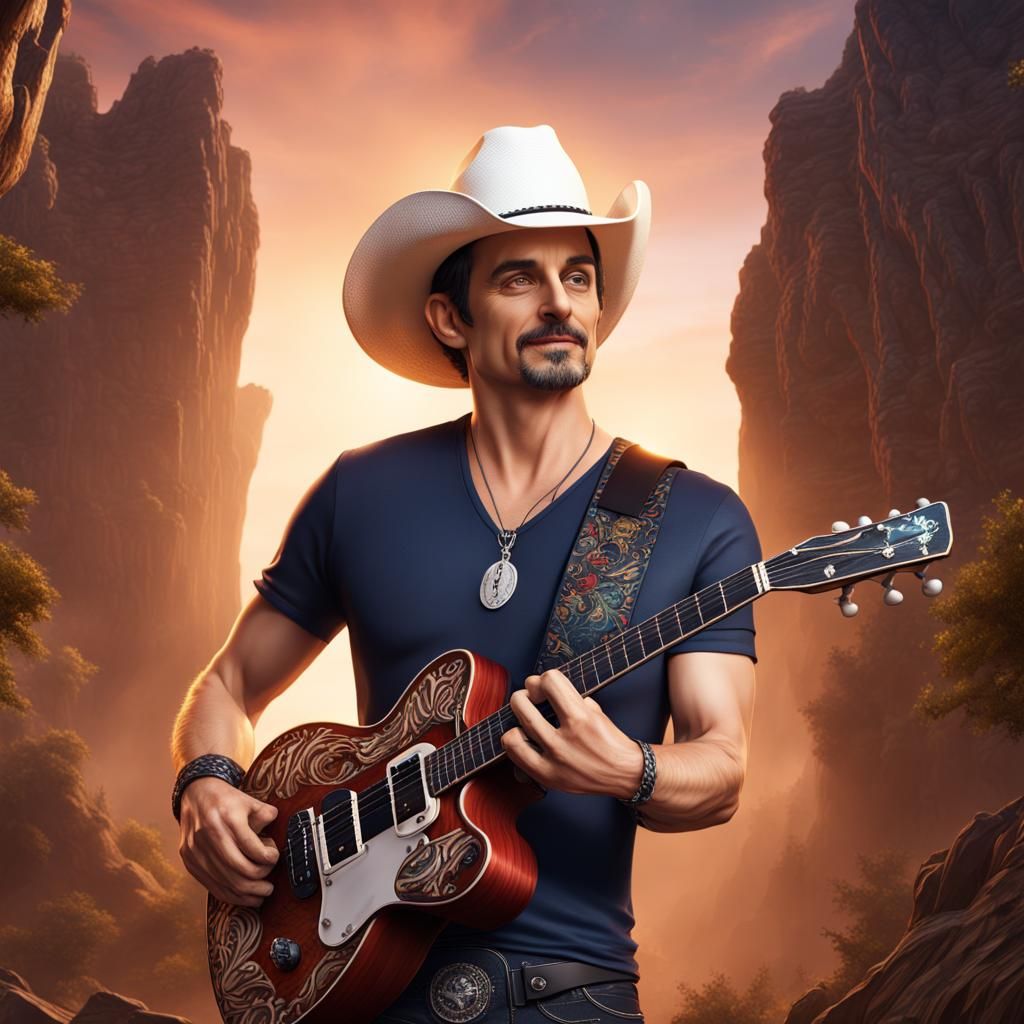 Detailed Portrait of Brad Paisley in Deep Color