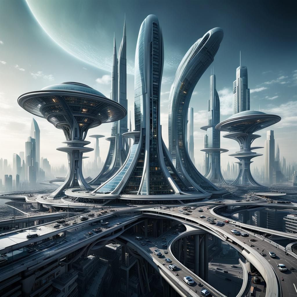 Futuristic Alien Technology Transforms Cityscape Architectur...