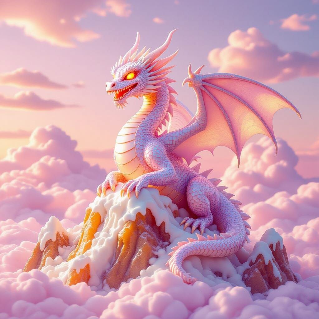 Ancient Dragon Sculpture of Rock Candy on Candy Mountains