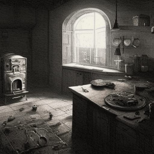 Haunted Kitchen at Night: Photorealistic Poltergeist