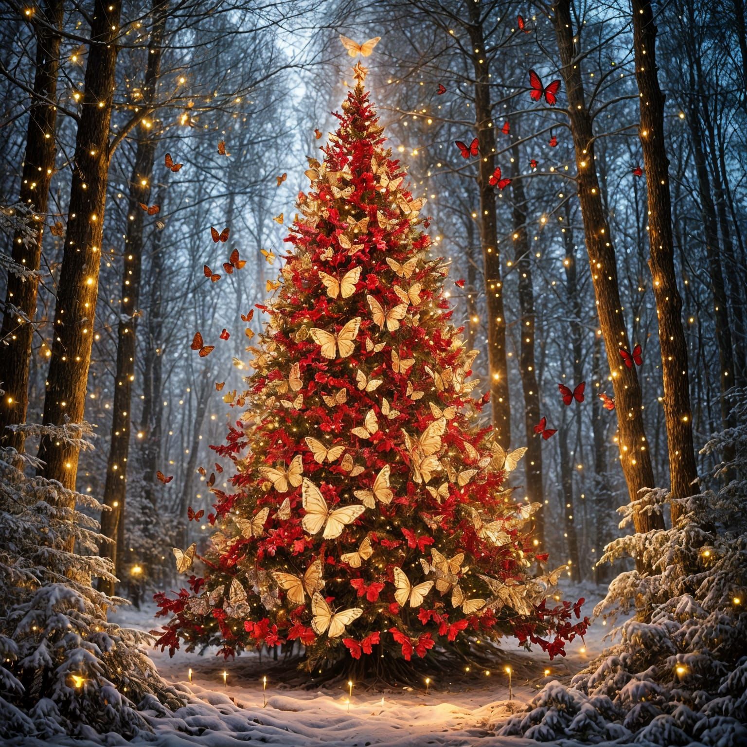 Butterfly Christmas Tree in Enchanted Woodland