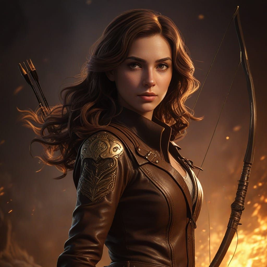 Archer Goddess in Golden Hour: A Fantasy Illustration