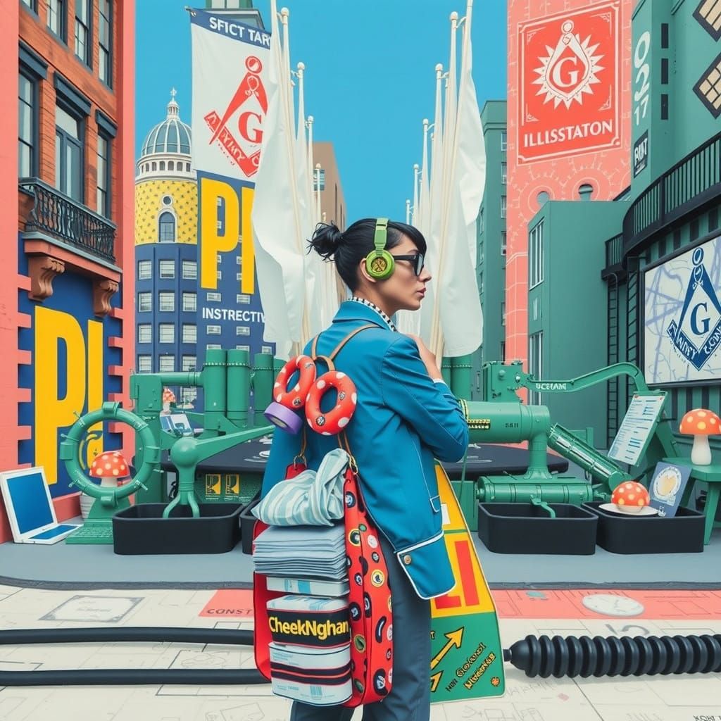 Mystical Mushroom Flags Wave Amidst Bureaucratic Maze