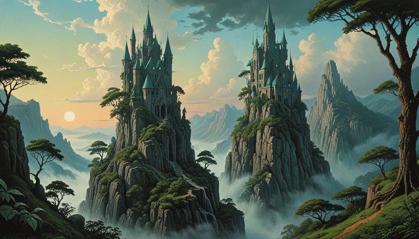 Ethereal Ancient City Concealed in Misty Mountain Jungle