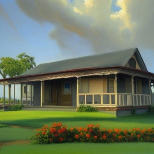 Bungalow Oil Painting in James Gurney Style
