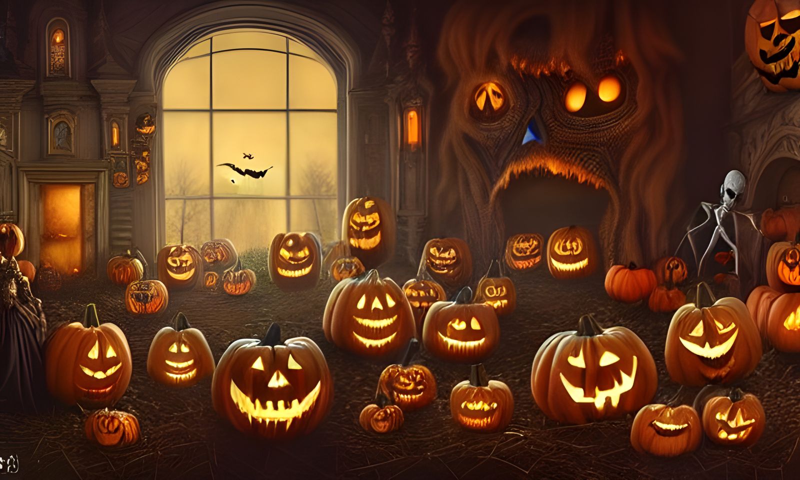 Elaborate Halloween Party in Golden Age Illustration Style