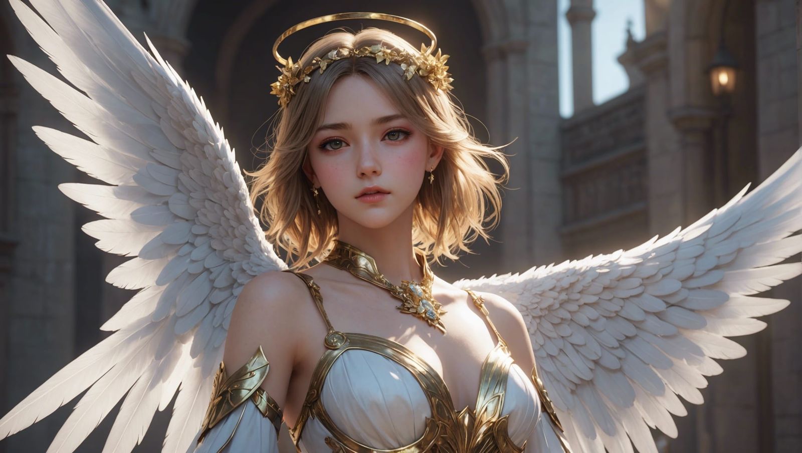 Angelic Transformation in Anime Art Style