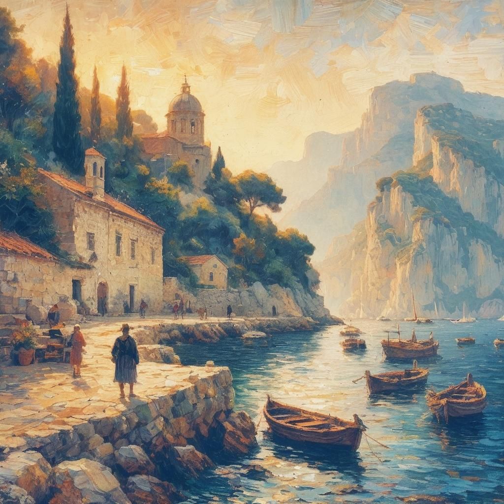 Scenic Croatian Coastline: AI Generated Image
