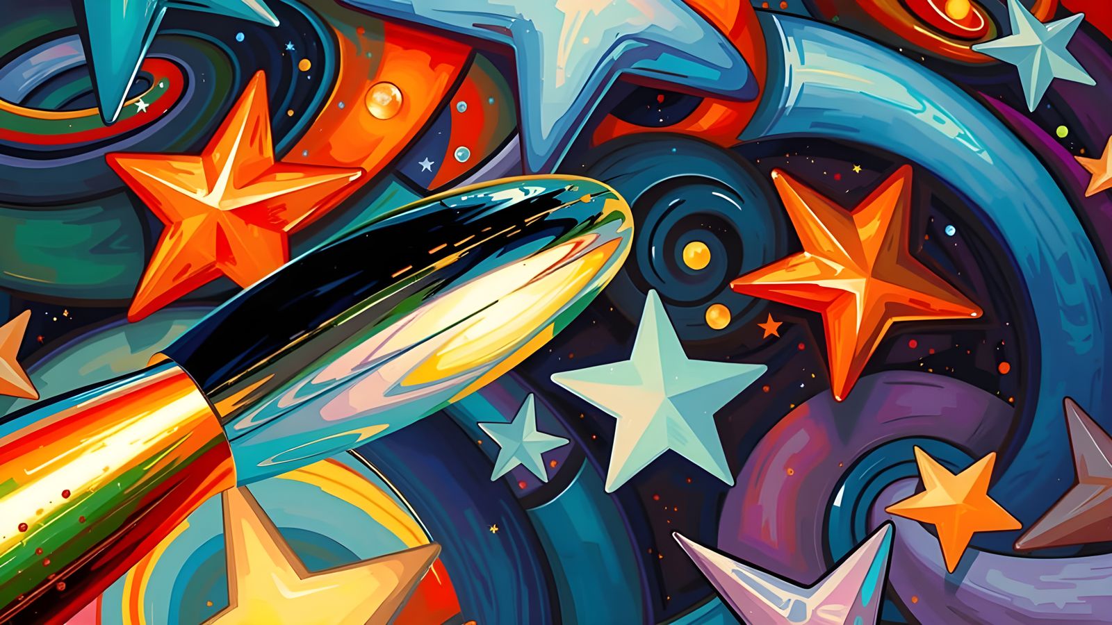 Surreal Cosmic Vortex in Vibrant Impasto Oil Painting Style